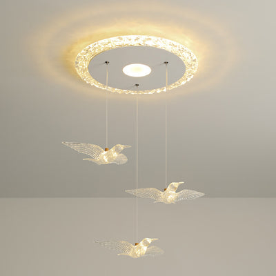 Moderno lujo tres pájaros hierro acrílico LED candelabro para dormitorio 