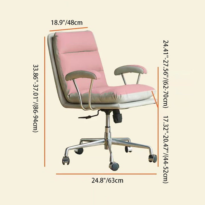 Modern Minimalist Square Upholstered Striped Aluminum Alloy Plywood Steel PU Leather Desk Chair Backrest Armrest For Home Office