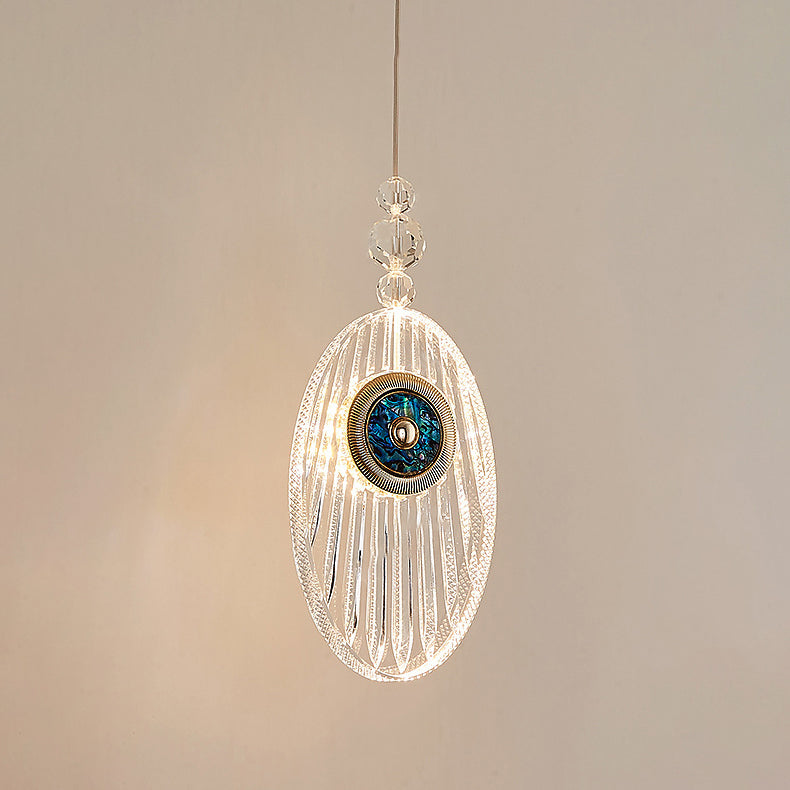 Moderne Luxus Oval Shell Aluminium Acryl LED Pendelleuchte für Schlafzimmer 