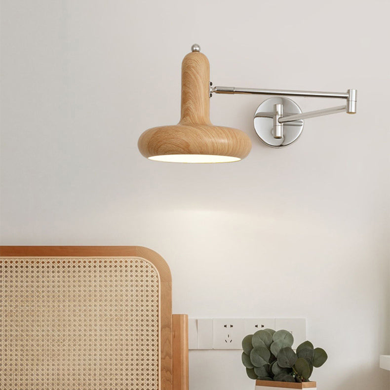 Applique murale contemporaine scandinave en fer métallique rond hémisphérique à bras réglable 1 lumière pour chevet 