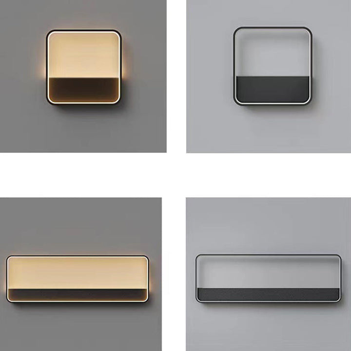 Aplique de pared LED impermeable para exterior con marco geométrico cuadrado de aluminio y acero inoxidable, estilo minimalista moderno, para jardín 