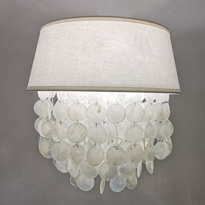 European Vintage Light Luxury Fabric Metal White 3-Light Flush Mount Light