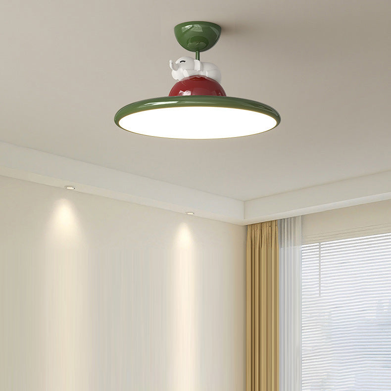 Plafonnier semi-encastré en fer acrylique LED Panda éléphant créatif contemporain pour chambre à coucher 
