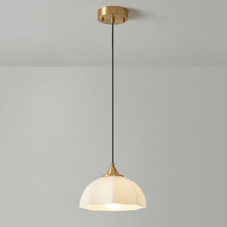 Contemporary Scandinavian Floral All Brass Glass 1/3 Light Island Light Chandelier For Dining Room