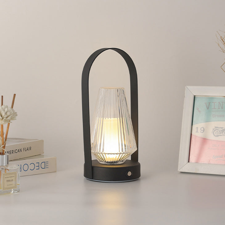 Moderne Retro Eisen Acryl Elliptische Konische LED Hängen Wiederaufladbare Tisch Lampe Für 