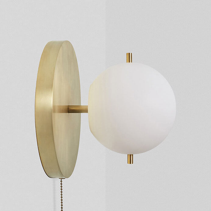 Modern Light Luxury Copper Glass Ball 1-Light Wall Sconce Lamp