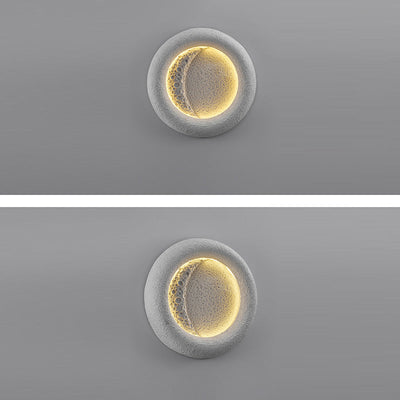 مصباح حائط LED تقليدي عتيق مقاوم للماء من الخرسانة بشكل دائري بضوء دافئ للقمر للحديقة 