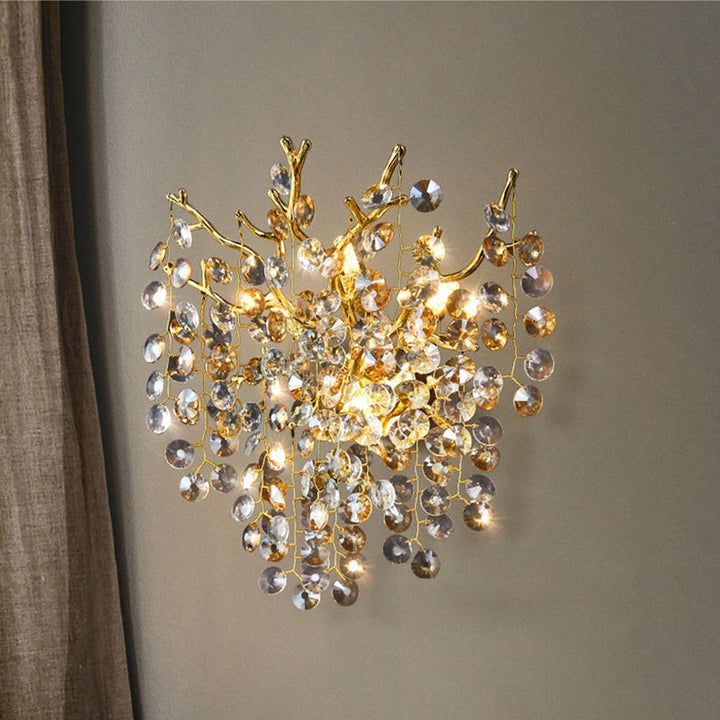 Applique murale moderne en aluminium de luxe avec cristal et perles à 2/3 lumières pour salon 