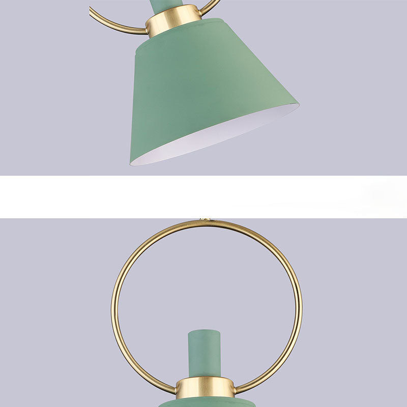 Contemporary Nordic Cone Shade Gold Ring Iron 1-Light Pendant Light For Dining Room