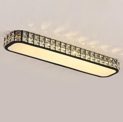 Modern Luxury Crystal Long Strip Acrylic LED Flush Mount Ceiling Light