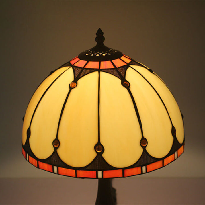 Lámpara de Mesa de Cúpula Mediterránea de Cristal Tiffany Vintage de 1 Luz 