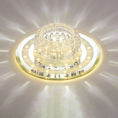 Minimalist Light Luxury Crystal Round Spotlight LED Flush Mount Ceiling Light