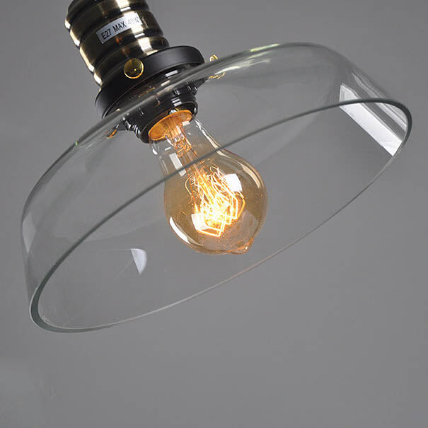 Industrial Simple Personalized Transparent Glass Bowl 1-Light Pendant Light