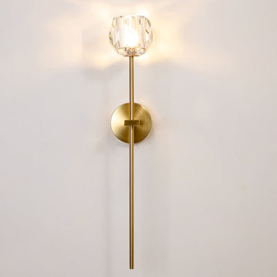 Moderne Mid-Century Kristall Ball Eisen gerade Pole 1-Licht Wandleuchte Lampe für Wohnzimmer 