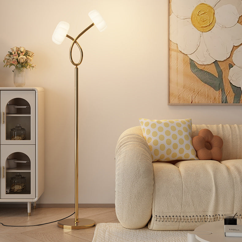 Zeitgenössische kreative gekreuzte Blumen Eisen Kunststoff LED Stehlampe für Wohnzimmer 