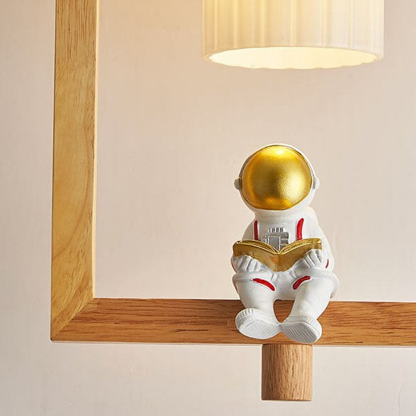 Japanese Creative Wood Frame Resin Astronaut 1-Light Pendant Light