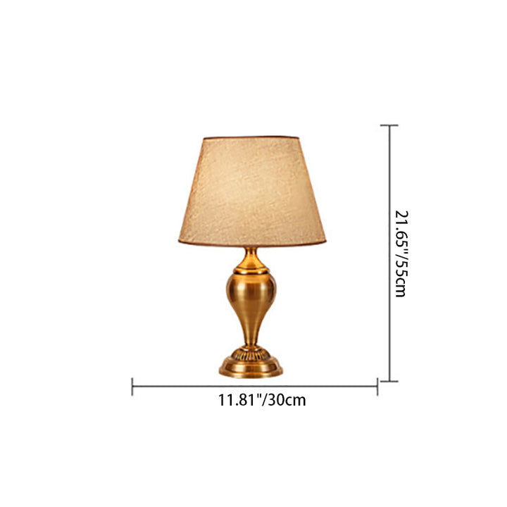 Lampe de table 1 lumière avec base en matériel et abat-jour rond en tissu moderne de style transitionnel pour chambre à coucher 