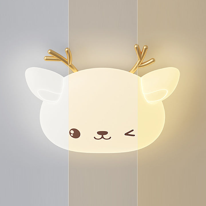 Modern Simplicity Kids Iron PE Deer Elliptical LED Flush Mount Ceiling Light For Bedroom