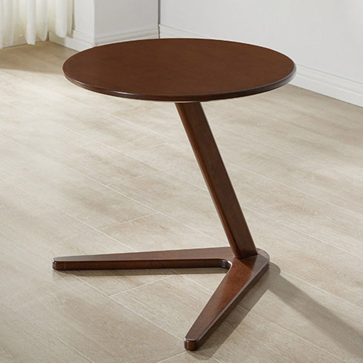 Table basse contemporaine nordique ronde triangulaire en bois d’hévéa pour salon 