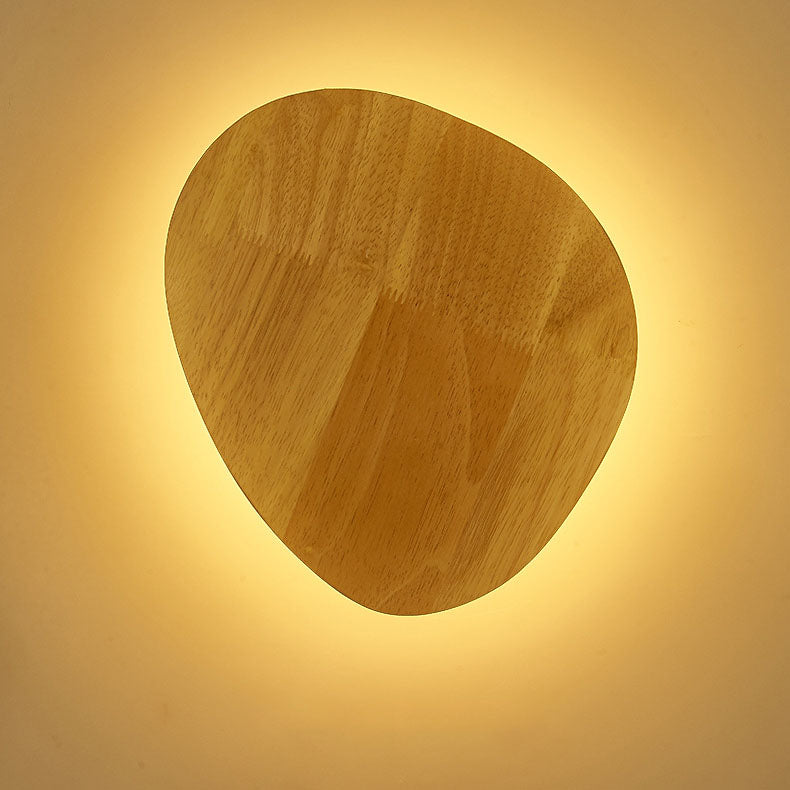 Lámpara de pared LED de madera ovalada irregular redonda minimalista moderna para sala de estar 
