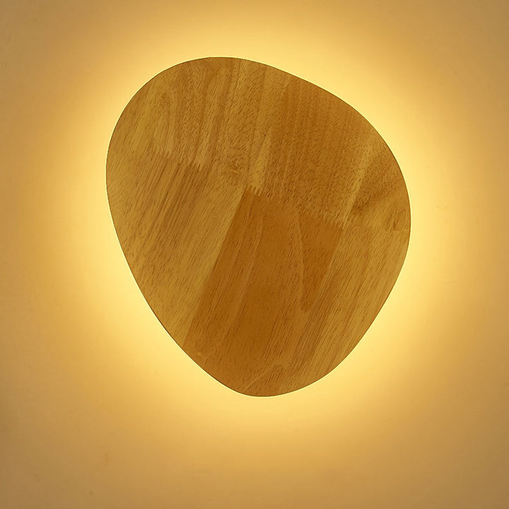 Lámpara de pared LED de madera ovalada irregular redonda minimalista moderna para sala de estar 
