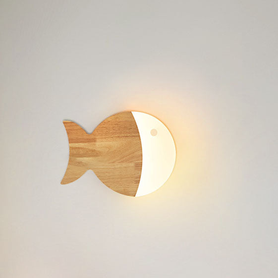 Nordic Kreative Einfache Holzkunst Kleine Fisch LED Wandleuchte 