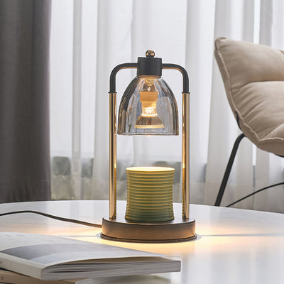 Lámpara de mesa rectangular nórdica contemporánea de hierro y vidrio cónico de 1 luz con cera derretida para dormitorio 