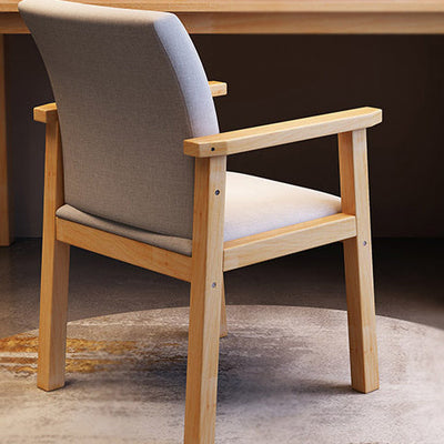 Zeitgenössischer nordischer quadratischer Stoff-Holz-Schreibtischstuhl mit Rückenlehne und Armlehne für das Heimbüro 