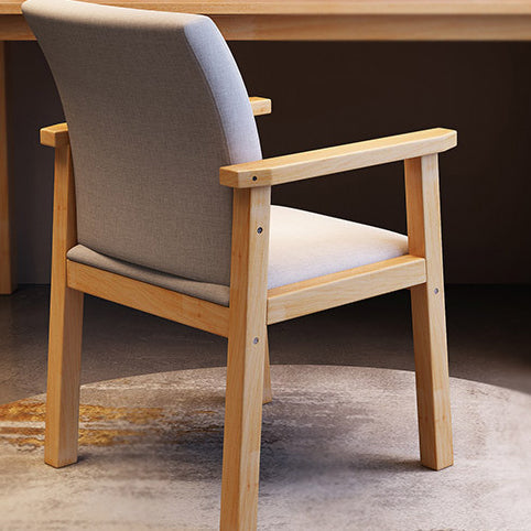 Zeitgenössischer nordischer quadratischer Stoff-Holz-Schreibtischstuhl mit Rückenlehne und Armlehne für das Heimbüro 