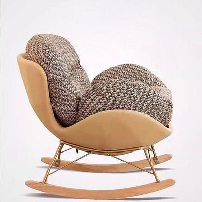 Fauteuil à bascule en velours pied-de-poule nordique contemporain avec dossier en acier au carbone pour salon 