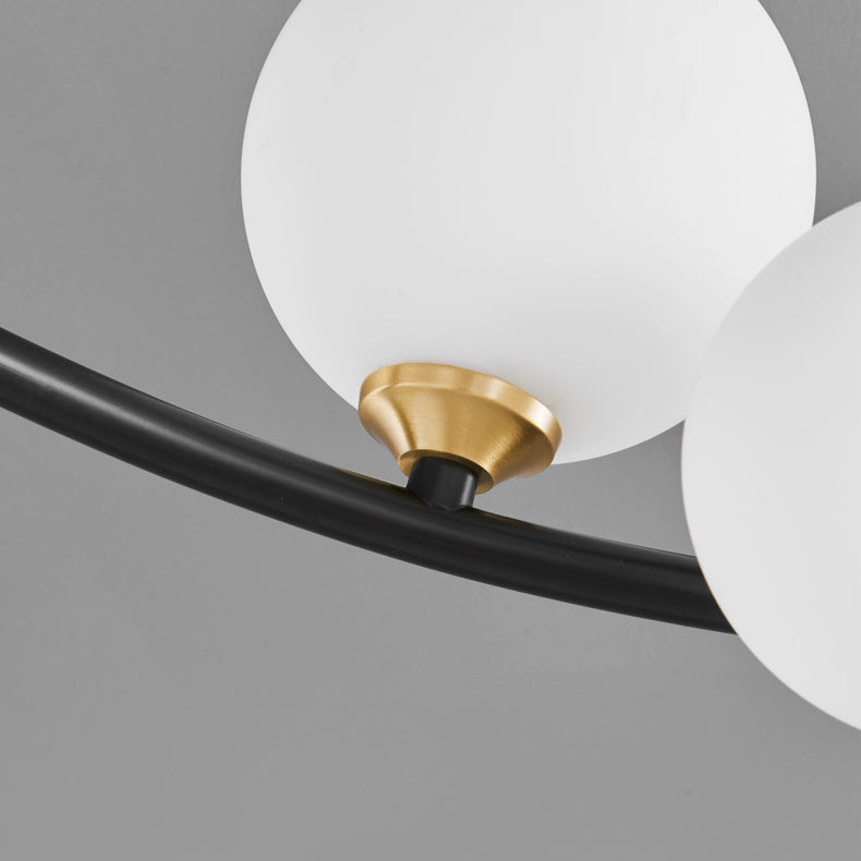 Lámpara de techo semiempotrada de 4/5/7 luces estilo moderno de mediados de siglo con vidrio de cobre en forma de frijol mágico para dormitorio 