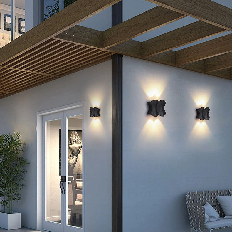 Lámpara Aplique de Pared Exterior LED de Aluminio en Forma de Onda Rectangular de Simplicidad Moderna para Patio Exterior 