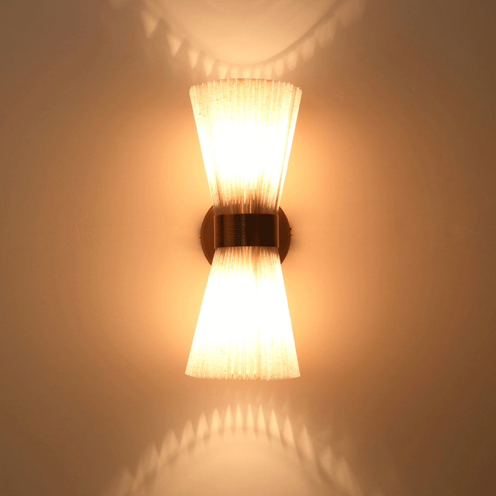 Moderne minimalistische Säule Stoff Kupfer 2-Licht Wandleuchte Lampe für Wohnzimmer 