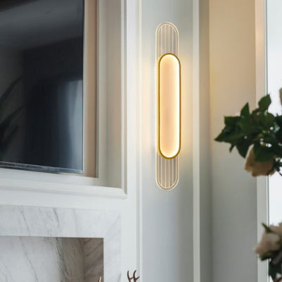 Lámpara de pared LED elíptica de tira acrílica de hierro nórdico contemporáneo para sala de estar 