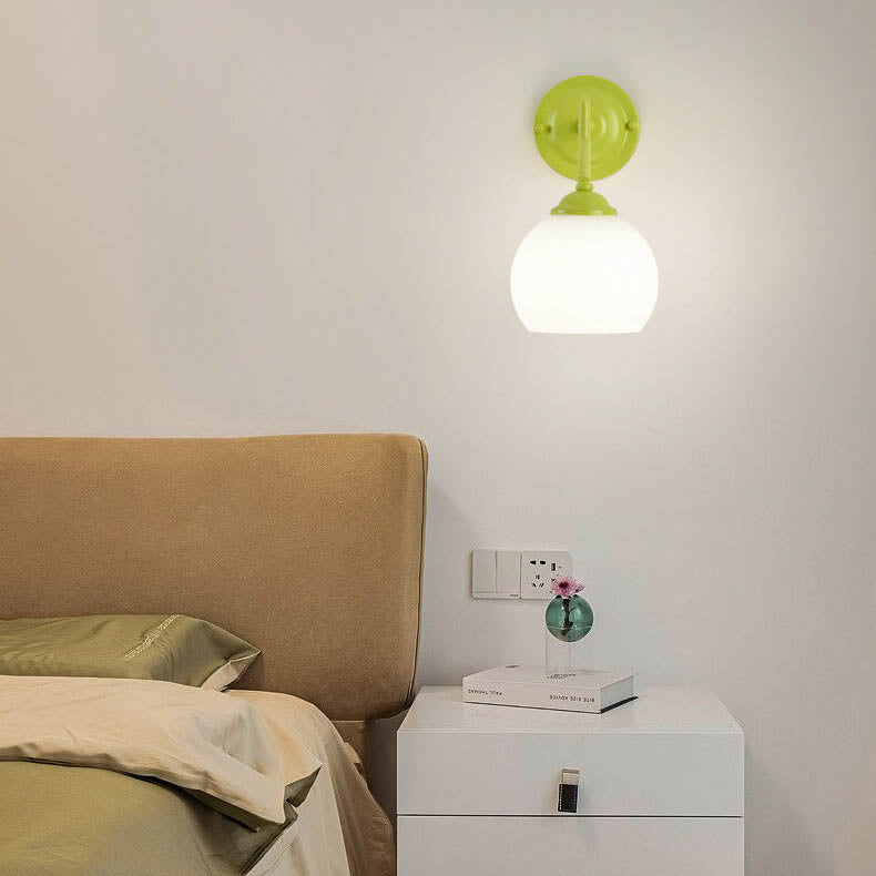 Lampe murale moderne Art déco ronde en verre et métal à 1 lumière pour chambre à coucher 