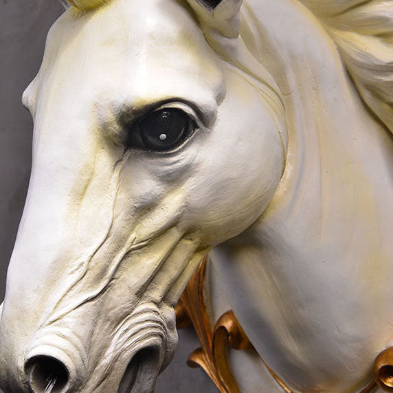 Modern Eclectic Resin Horse Head Decor Crystal Round Shade 1-Light Wall Sconce Lamp For Living Room