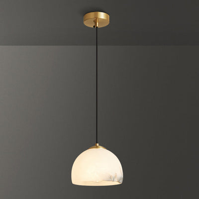 Moderne minimalistische Zylinder Kegel halbrunde Kupfer Stein 1-Licht Pendelleuchte für Schlafzimmer 