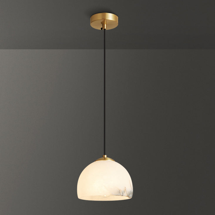 Moderne minimalistische Zylinder Kegel halbrunde Kupfer Stein 1-Licht Pendelleuchte für Schlafzimmer 