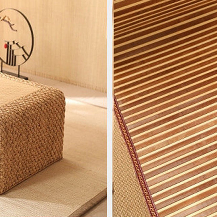Mesa de café de tatami con marco de madera rectangular de ratán japonés tradicional para sala de estar 