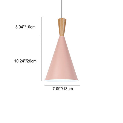 Contemporary Scandinavian Cone Round Aluminum 1-Light Pendant Light For Bedroom