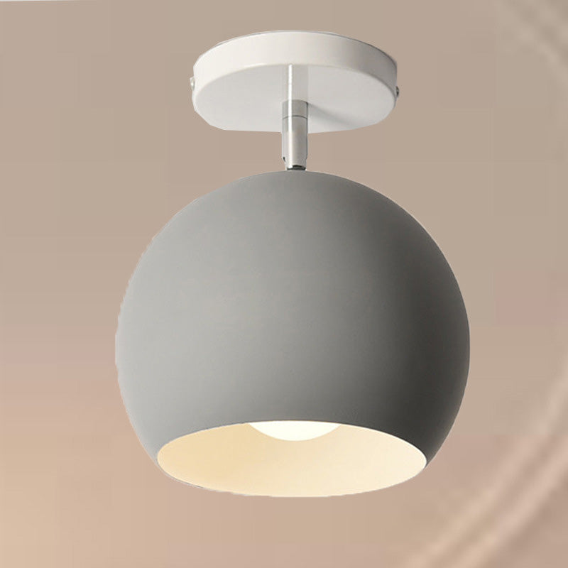 Moderne minimalistische Macaron runde Globus Eisen 1-Licht Semi-Flush Mount Deckenleuchte für Wohnzimmer 