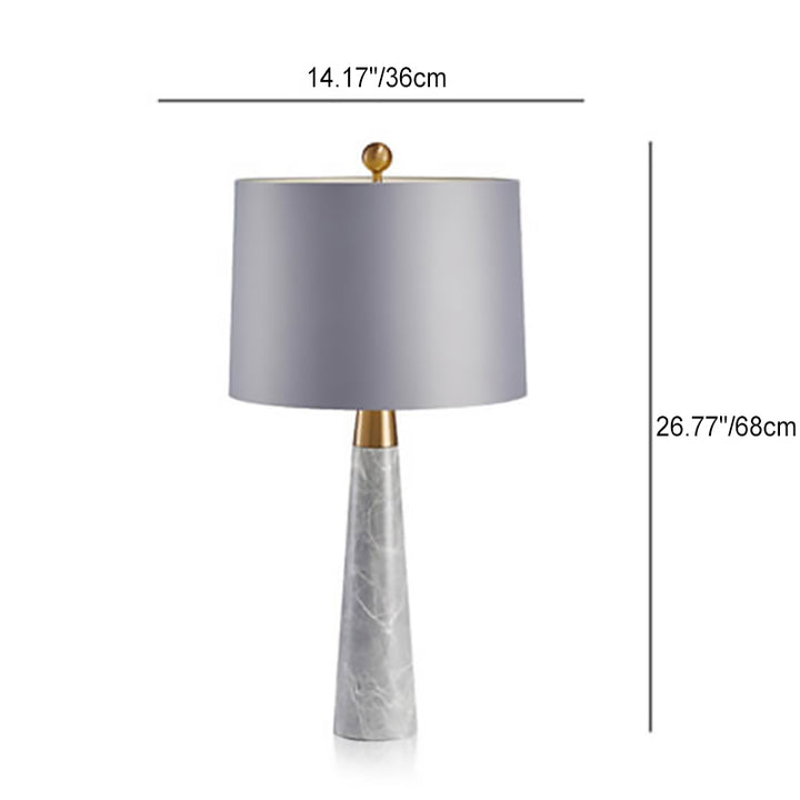 Lámpara de mesa de cilindro de mármol nórdico contemporáneo de 1 luz para dormitorio 