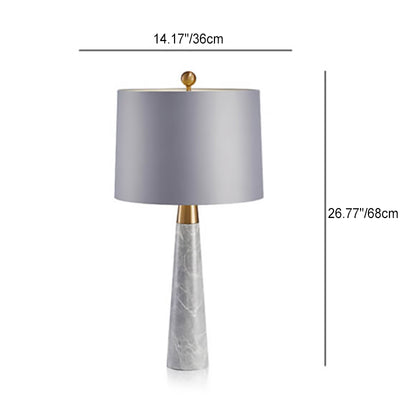 Contemporary Nordic Marble Cylinder 1-Light Table Lamp For Bedroom