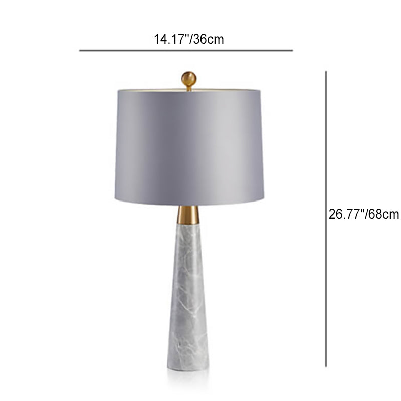 Contemporary Nordic Marble Cylinder 1-Light Table Lamp For Bedroom