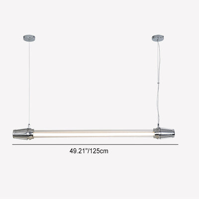 Zeitgenössischer Industrieller Streifen Aluminium Acryl LED Insel Licht Kronleuchter Für Esszimmer 