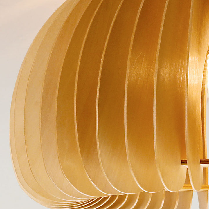 Zeitgenössische Retro-Holzkürbisform 1-Licht Semi-Flush Mount Deckenleuchte für Schlafzimmer 