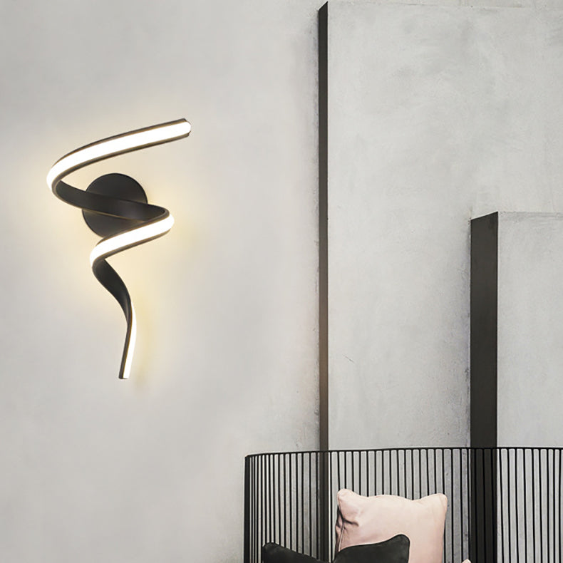 Zeitgenössische kreative Spirale Eisen Aluminium Silikon LED Wandleuchte Lampe für Wohnzimmer 