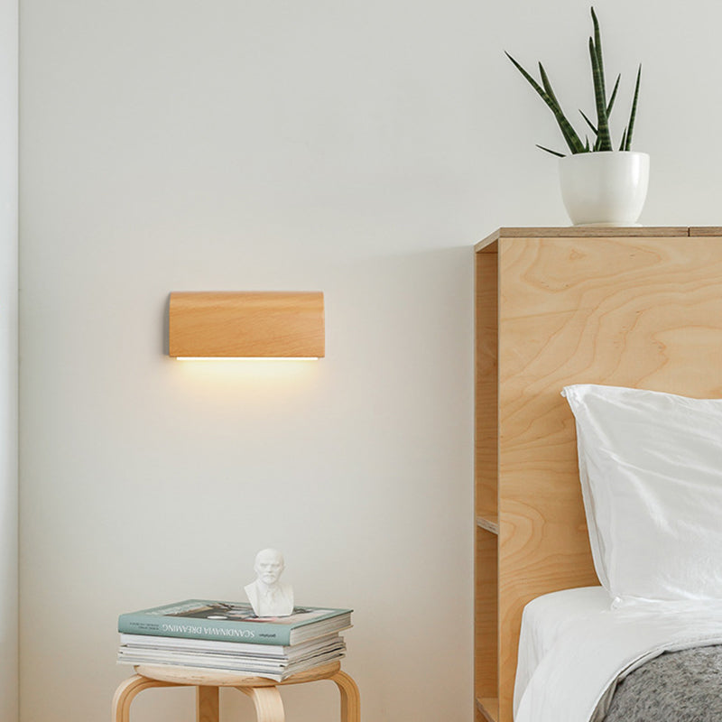 Applique murale LED avec abat-jour rectangulaire en aluminium imitation bois traditionnel japonais pour chambre 