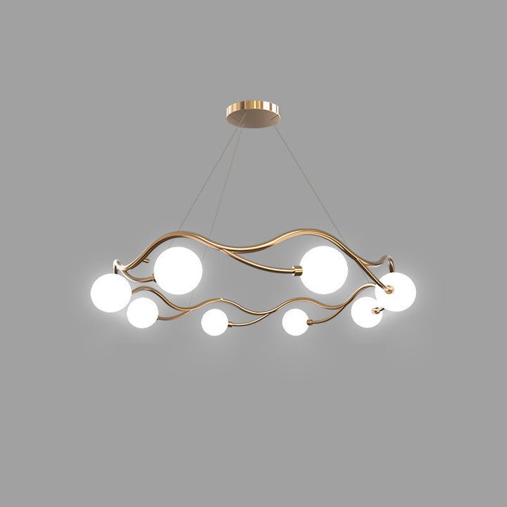 Moderne Nordic Metall Glas Runde Welle Ball Ring 8/10/12 Licht Kronleuchter Für Wohnzimmer 