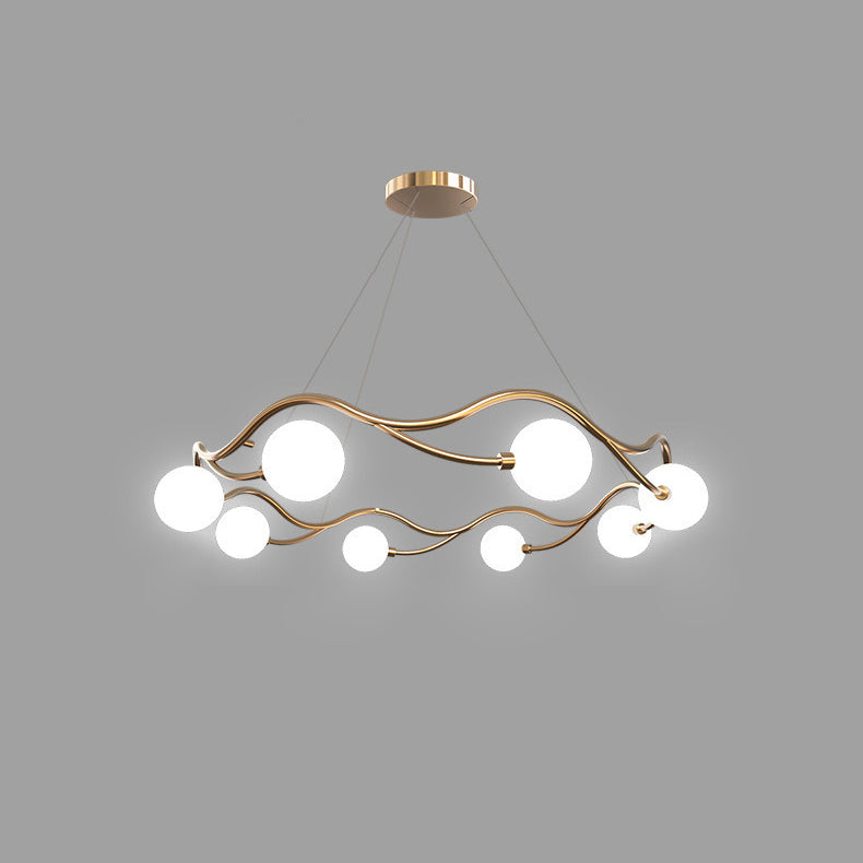 Moderne Nordic Metall Glas Runde Welle Ball Ring 8/10/12 Licht Kronleuchter Für Wohnzimmer 